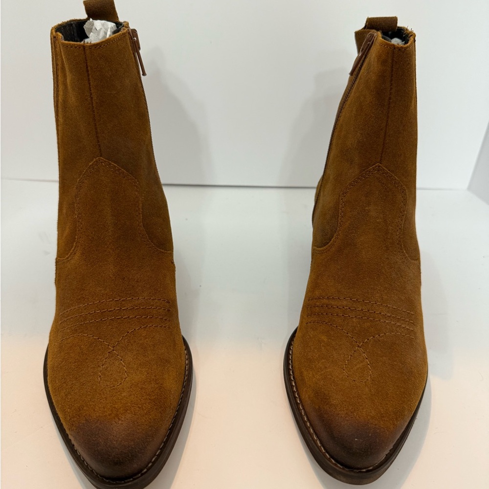 Western Brown Suede Ankle Boots